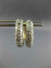 ANTIQUE WIDE .97CT DIAMOND 14KT WHITE & YELLOW GOLD ETOILE HUGGIE EARRINGS #1064