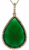.18CT DIAMOND & AAA GREEN AGATE 14K ROSE GOLD TEAR DROP CLASSIC HALO FUN PENDANT