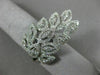 ESTATE LARGE 1.39CT DIAMOND 14K WHITE GOLD 3D MULTI LEAF HALO DOUBLE FINGER RING