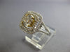 WIDE 1.34CT WHITE & FANCY YELLOW DIAMOND 18KT 2 TONE GOLD ROUND DOUBLE HALO RING