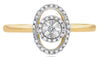 ESTATE .11CT DIAMOND 14KT YELLOW GOLD 3D ROUND STARBURST FLORAL OVAL FUN RING