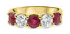 LARGE 3.07CT DIAMOND & AAA RUBY 14KT YELLOW GOLD ROUND 5 STONE ANNIVERSARY RING