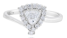 .56CT DIAMOND 18KT WHITE GOLD ROUND & TRILLION CRISS CROSS HALO FRIENDSHIP RING