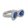 LARGE 3.86CT DIAMOND AAA SAPPHIRE 18KT WHITE GOLD PEAR SOLITAIRE FRIENDSHIP RING