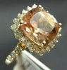 ESTATE LARGE 4.35CT DIAMOND & AAA MORGANITE 14K ROSE GOLD SQUARE ENGAGEMENT RING