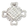 1.18CT DIAMOND 14KT WHITE GOLD CLASSIC ROUND & PRINCESS FLOWER FLOATING PENDANT