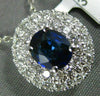ESTATE 1.15CT DIAMOND & AAA SAPPHIRE 18KT WHITE GOLD 3D OVAL DOUBLE HALO PENDANT