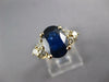 3CT DIAMOND & AAA SAPPHIRE 14K YELLOW GOLD OVAL TRIANGULAR ENGAGEMENT RING 27324