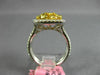 ESTATE WIDE 2.47CT WHITE & FANCY YELLOW DIAMOND 18K WHITE GOLD HALO CLUSTER RING