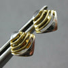 ESTATE SMALL 14KT WHITE AND YELLOW GOLD 3D CLASSIC SQUARE STUD EARRINGS #27040