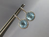 5.30CT DIAMOND & AAA BLUE TOPAZ 14KT WHITE GOLD HALO LEVERBACK HANGING EARRINGS