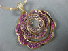 LARGE 1.36CT DIAMOND & AAA PINK SAPPHIRE 18KT ROSE GOLD FLOWER ROSE LOVE PENDANT