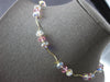 LARGE AAA WHITE & PINK QUARTZ 14K YELLOW GOLD 3D BY THE YARD FUN NECKLACE #27932