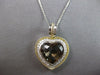 EXTRA LARGE 10.68CT DIAMOND & AAA SMOKEY TOPAZ 14KT 2 TONE GOLD HEART PENDANT