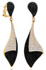 LARGE 9.16CT WHITE & BLACK DIAMOND 18KT ROSE GOLD 3D TEAR DROP HANGING EARRINGS