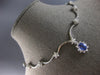 LARGE & LONG 4.60CT DIAMOND & AAA TANZANITE 14KT WHITE GOLD FLOWER DROP NECKLACE