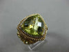 LARGE 12.16CT DIAMOND & AAA GREEN TOPAZ 14KT YELLOW GOLD ROPE FILIGREE HALO RING