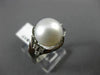 ESTATE LARGE .12CT DIAMOND & AAA SOUTH SEA PEARL PLATINUM 3D FLOWER RING #21817