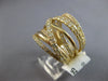 EXTRA LARGE 1.70CT DIAMOND 14KT YELLOW GOLD 3D MULTI ROW CRISS CROSS FUN RING