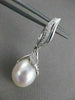 ESTATE LARGE DIAMOND 12MM SOUTH SEA PEARL 14KT WHITE GOLD HANGING EARRINGS #2664