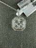ESTATE LARGE .74CT DIAMOND 18KT WHITE GOLD SQUARE CLUSTER HALO FLOATING PENDANT