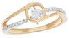 ESTATE .27CT DIAMOND 14K 2 TONE GOLD CLASSIC SOLITAIRE CRISS CROSS FUN LOVE RING