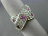 ESTATE LARGE 3.0CT DIAMOND & PINK SAPPHIRE 14KT WHITE GOLD CRISS CROSS LOVE RING