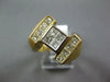 ESTATE LARGE 1.48CT DIAMOND 14KT 2 TONE GOLD PRINCESS SQUARE INVISIBLE MENS RING