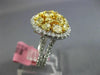 GIA LARGE 2.87CT WHITE & FANCY YELLOW DIAMOND 18KT TWO TONE GOLD 3D CLUSTER RING