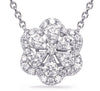 ESTATE .69CT DIAMOND 14KT WHITE GOLD 3D CLASSIC FLOWER HALO LOVE NECKLACE