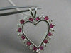 ESTATE .75CTW DIAMOND RUBY 14KT WHITE GOLD OPEN HEART PENDANT + CHAIN G VS #9994