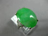 ESTATE LARGE .90CT DIAMOND & AAA JADE PLATINUM 3D FILIGREE LUCKY ENGAGEMENT RING