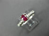 ANTIQUE WIDE .53CT DIAMOND & RUBY 14K WHITE GOLD FISH TAIL ENGAGEMENT RING 27642