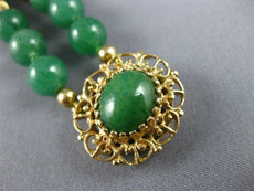 ANTIQUE AAA GREEN JADE 14KT YELLOW GOLD 3D CLASSIC BEADED 2 ROW BRACELET #2631