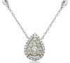.33CT DIAMOND 14KT 2 TONE GOLD 3D CLUSTER TEAR DROP BY THE YARD LOVE NECKLACE