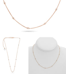 .21CT DIAMOND 14KT ROSE & WHITE GOLD ROUND BY THE YARD ADJUSTABLE LOVE NECKLACE