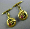 ANTIQUE .30CT AAA RUBY 18KT YELLOW GOLD SWIRL SNAKE CIRCULAR FUN MEN'S CUFFLINKS
