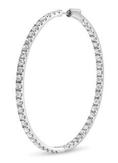 EXTRA LARGE 7CT DIAMOND 14KT WHITE GOLD CLASSIC INSIDE OUT HOOP HANGING EARRINGS