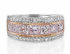 WIDE 2.80CT WHITE & PINK DIAMOND 18K WHITE & ROSE GOLD PRINCESS ANNIVERSARY RING