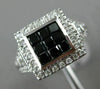 ESTATE WIDE 1.10CT WHITE & BLACK DIAMOND 14K WHITE GOLD SQUARE FILIGREE FUN RING