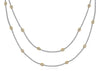 LARGE 10.99CT DIAMOND 18K 2 TONE GOLD ROUND & EMERALD CUT DOUBLE STRAND NECKLACE