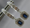 1.06CT DIAMOND & AAA SAPPHIRE 14K WHITE GOLD 3D CLASSIC HUGGIE HANGING EARRINGS