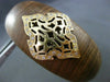 ESTATE .30CT DIAMOND 14K YELLOW GOLD HANDCRAFTED FILIGREE WOODEN BANGLE BRACELET