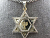 LARGE .52CT DIAMOND 14KT 2 TONE GOLD 3D STAR OF DAVID MENORAH FLOATING PENDANT