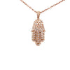 LARGE 1.39CT DIAMOND 18KT ROSE GOLD CLASSIC CHAMSA HAMSA LUCKY FLOATING PENDANT
