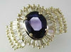 5.5CT DIAMOND & AAA SAPPHIRE 14KT YELLOW GOLD 3D OVAL & BAGUETTE ENGAGEMENT RING
