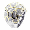 ESTATE 1.38CT DIAMOND 18KT 2 TONE GOLD 3D MULTI ROW MULTI SHAPE PAVE FUN RING