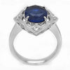 LARGE 4.06CT DIAMOND & AAA SAPPHIRE 18KT WHITE GOLD OVAL & ROUND ENGAGEMENT RING