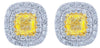 3.92CT WHITE & FANCY YELLOW DIAMOND 18KT 2 TONE GOLD 3D CUSHION & ROUND EARRINGS