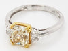 2.43CT WHITE & FANCY YELLOW DIAMOND 18KT 2 TONE GOLD MOON STONE ENGAGEMENT RING